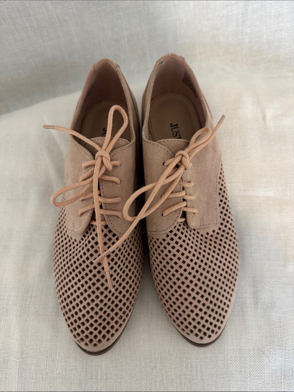 JustFab Women's Perforated Lace-Up Oxfords in Blush